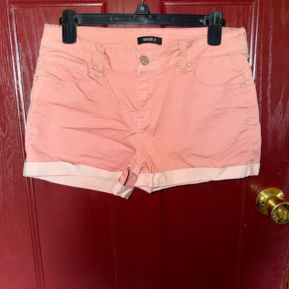 Forever 21 Coral Pink Rolled-Hem Women’s Jean Shorts